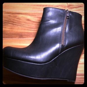 Black Wedge Booties